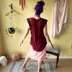 Burgundy lace side top